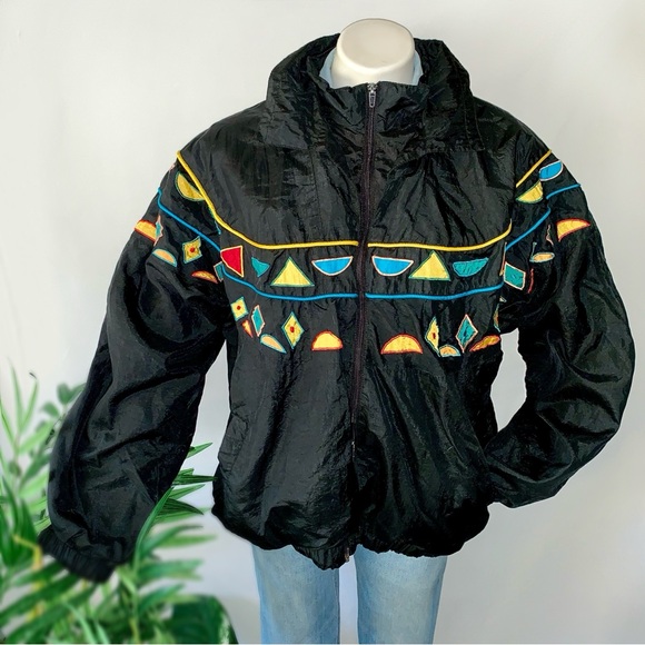 Vintage Jackets & Blazers - v i n t a g e :: Rad Artsy Vibrant Retro Windbreaker Rain Jacket
